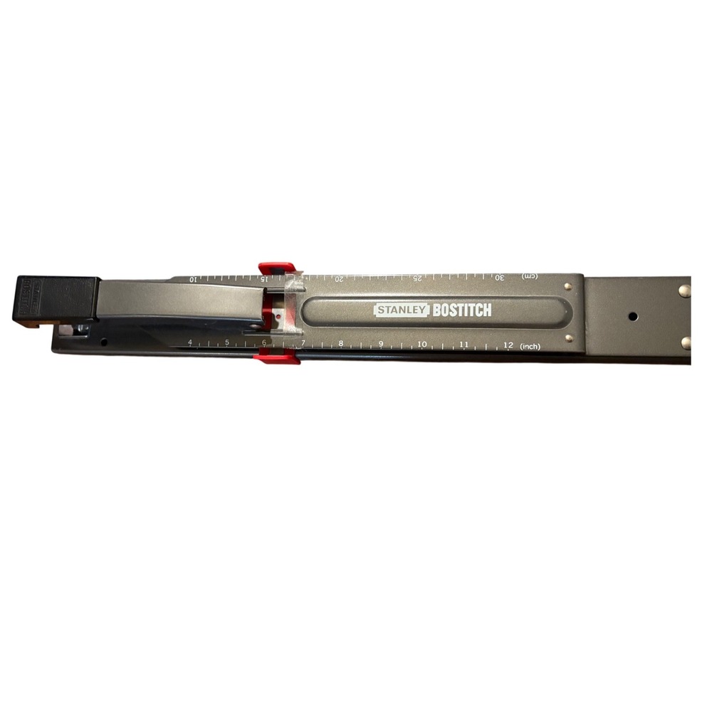 12" Stanley Bostitch Stapler with Integrated Ruler and Paper Guide Gray Red